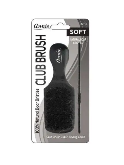 Annie Military Brush #2114 ( Annie Soft Mini Soft Club Boar Bristle Brush With Comb ) - Image 1