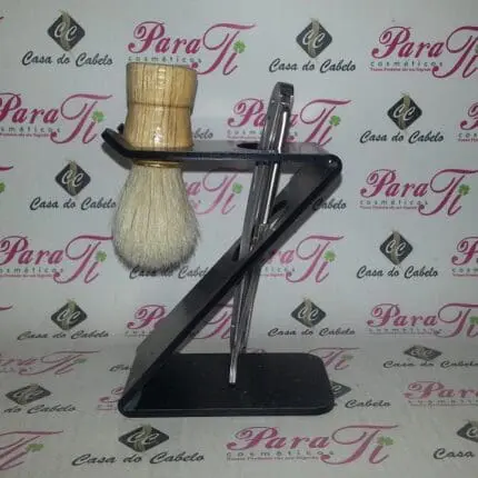 Suporte Para Pincel de Barba e Lâmina em Acrílico Preto