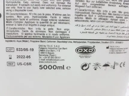 Gel para Ultrasom Transparente 5L OXD By Telic (Embalagem Dura) - Image 3