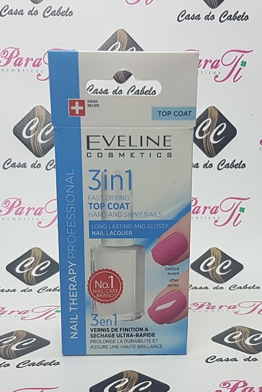 3 in 1 Fast Drying Top Coat Hard And Shiny Nails 12ml Eveline (Secante)